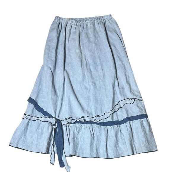 Sarah Clemens women’s linen maxi skirt heavy quality ruffle Lagenlook - Picture 1 of 4